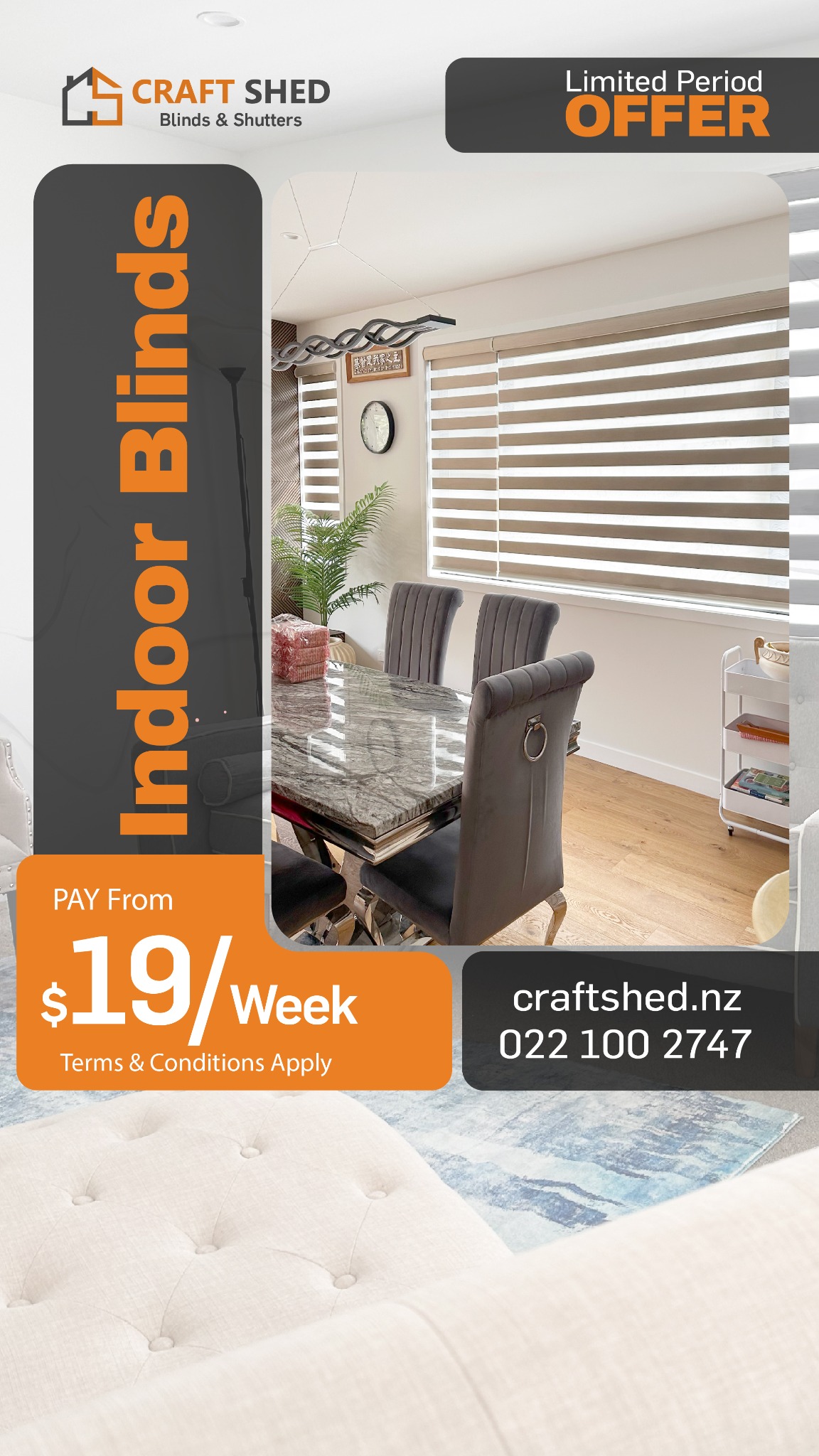 Craft Shed Blinds & Shutters Auckland Facebook ad: Get Premium Indoor Blinds - Free Measure & Quote!