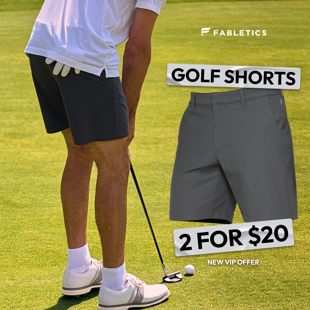 Fabletics Men Facebook ad: NEW GOLF SHORTS