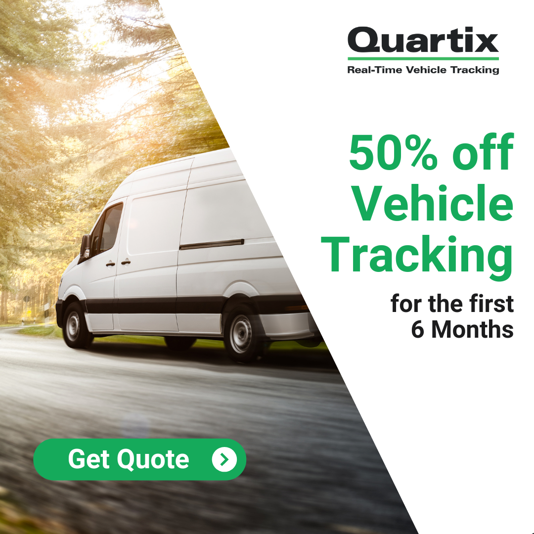 Quartix USA Facebook ad: 50% Off for the First 6 Months!