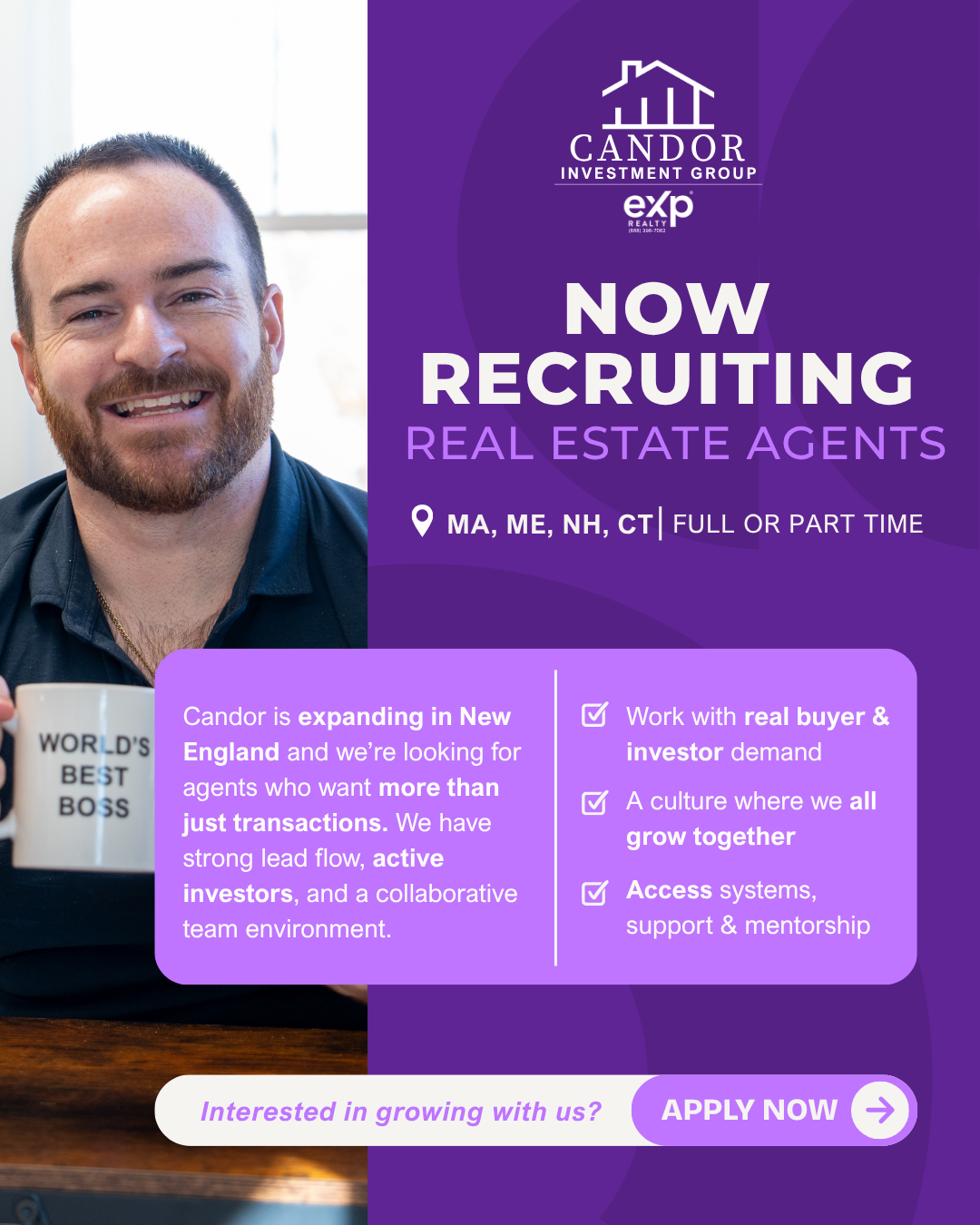 Candor Investment Group Facebook ad: Agents Wanted Across New England
