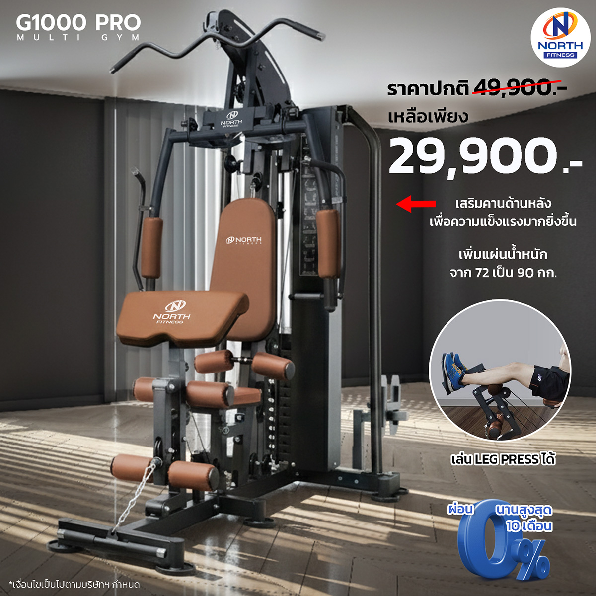 North Fitness Facebook ad: พร้อมจัดส่งแล้ว ออกกำลังกายได้แบบ Full Body Home Gym รุ่น…
