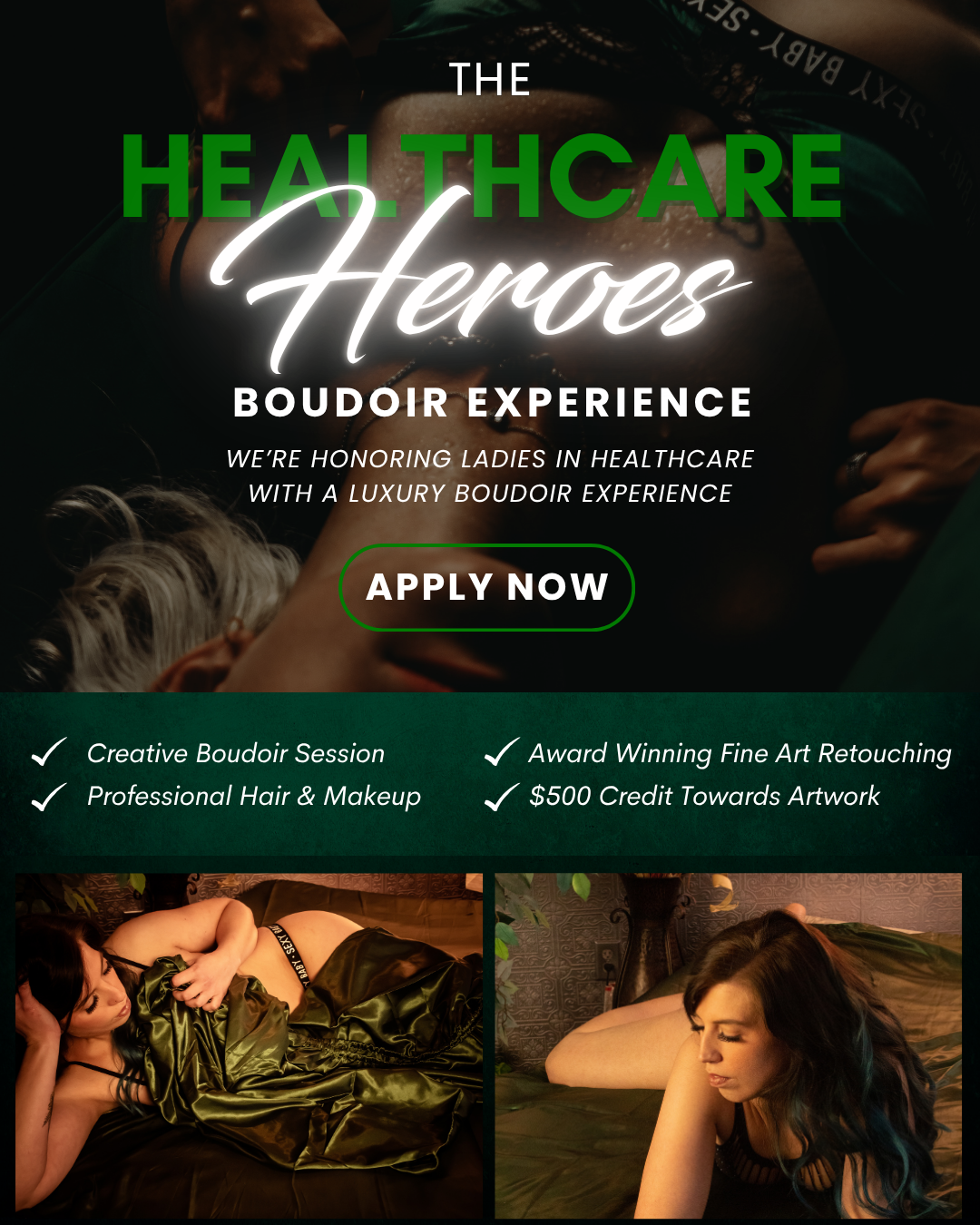 Boudibyerin Facebook ad: WANTED! 9 healthcare heroes a Luxury Boudoir Experience…