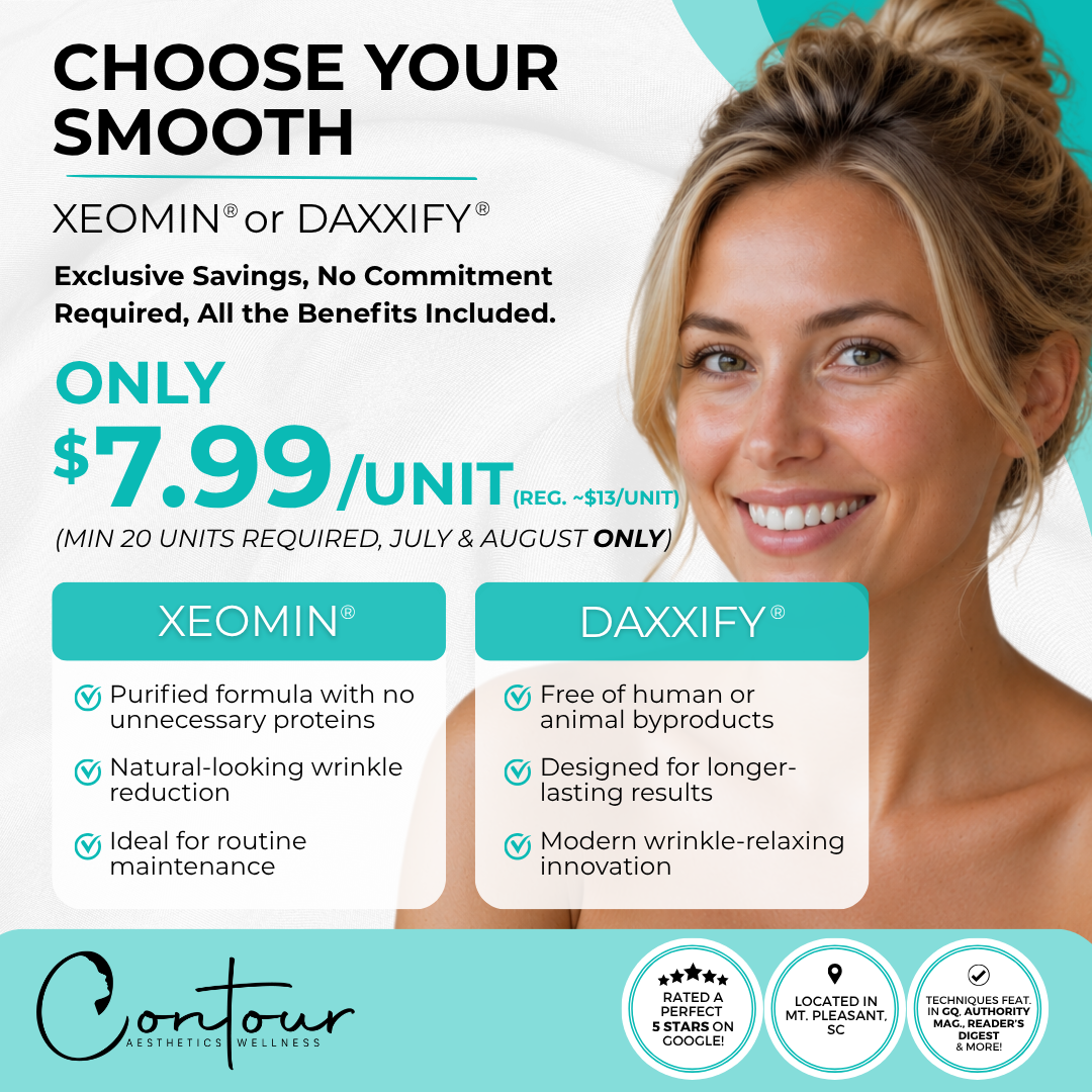 Contour Aesthetics & Wellness Facebook ad: Choose your smooth: Xeomin or Daxxify!