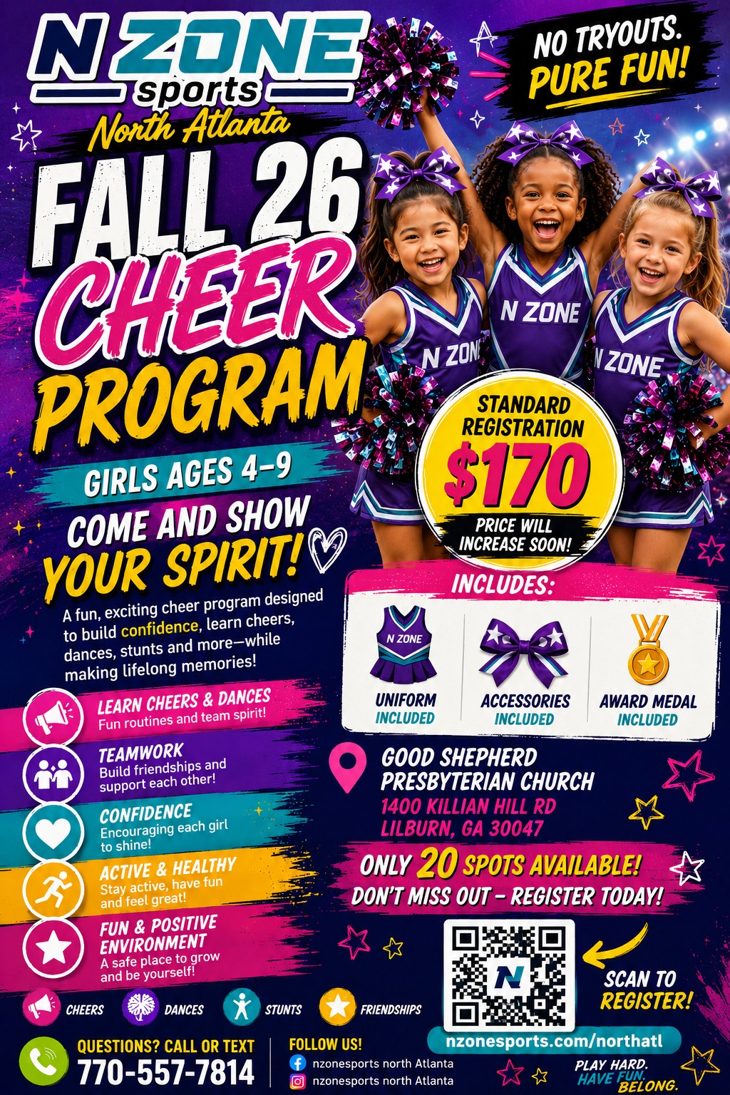 N Zone Sports North Atlanta Facebook ad: Register for the Top-Ranked Fall Cheer Program in…
