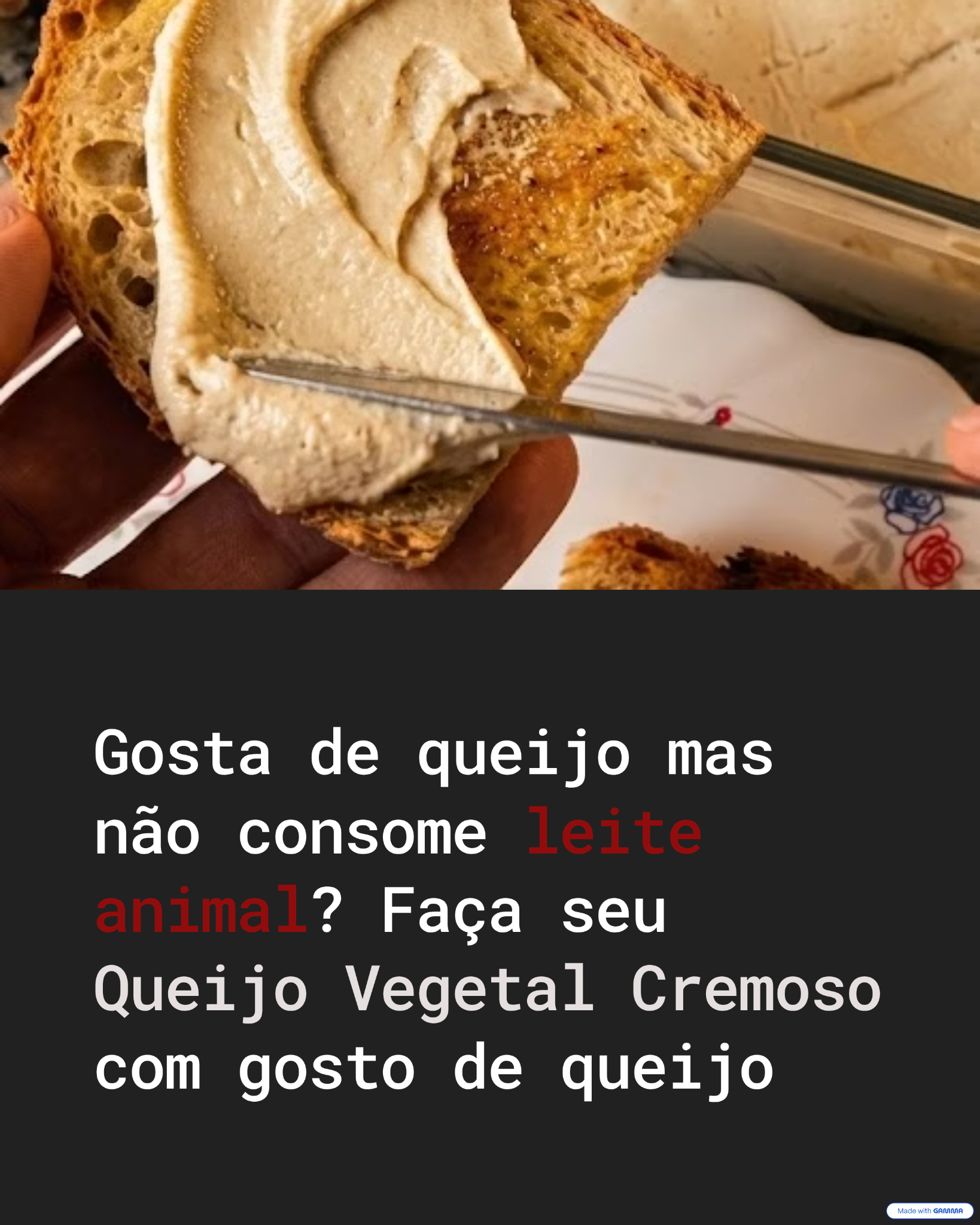 Vegan Cheese Lover Facebook ad: Queijo Vegetal Cremoso - sua solução