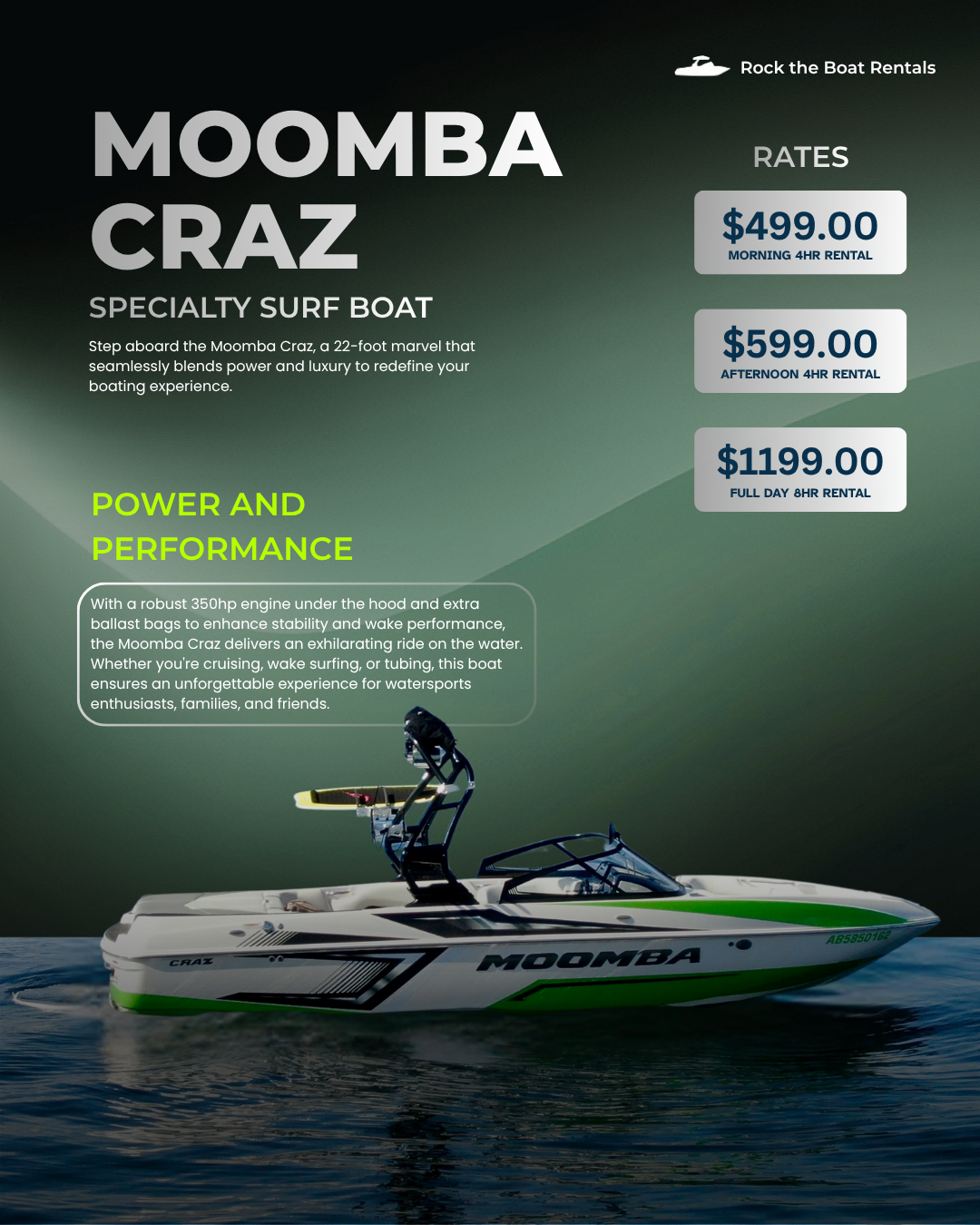 Rock the Boat Rentals Facebook ad: Book Your Boat Rental Today