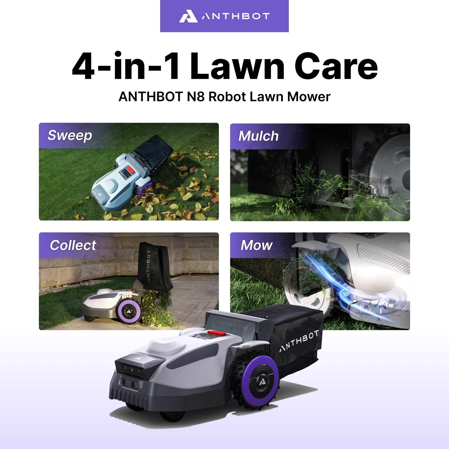ANTHBOT Facebook ad: 4-in-1 Robot Lawn Mower