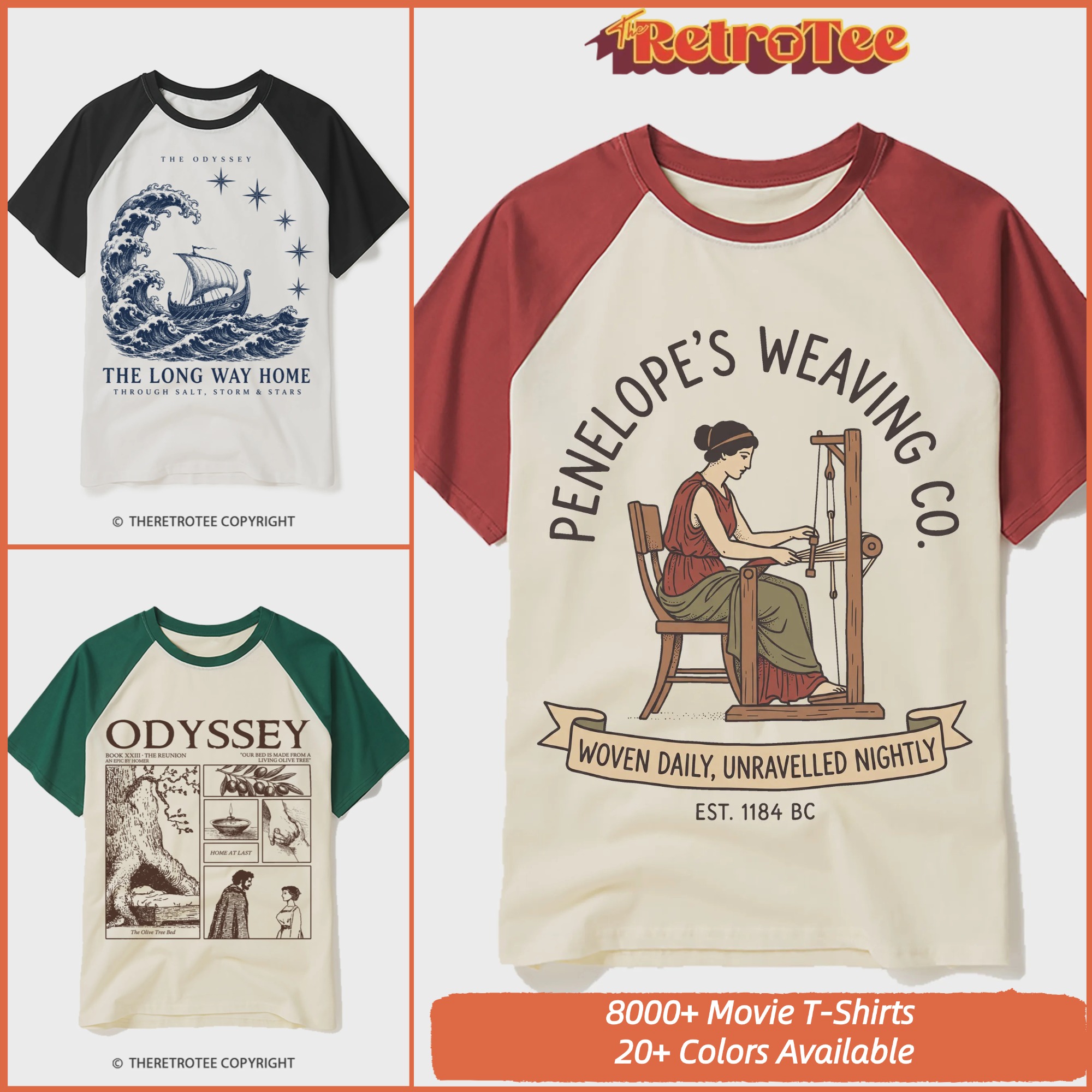 The RetroTee Facebook ad: 8,000+ Movie Tee Styles · 20+ Colors