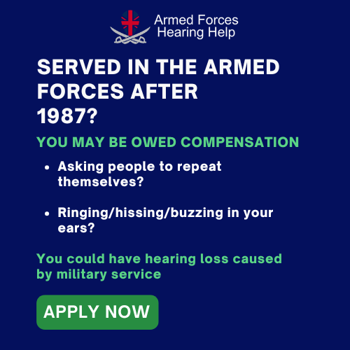 Armed Forces Hearing Help Facebook ad: MOD Hearing Loss and Tinnitus Claims