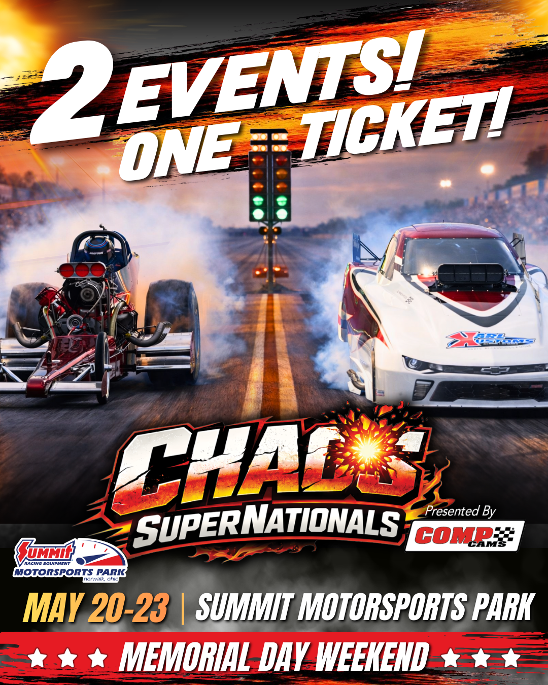 Summit Motorsports Park Facebook ad: Chaos Supernationals @ Summit Motorsports Park, May 20-23…