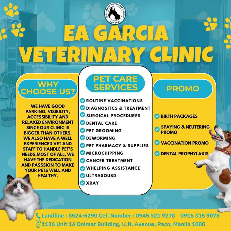 E.A. Garcia Veterinary Clinic Facebook ad: Compassionate care for your pets, where their health…