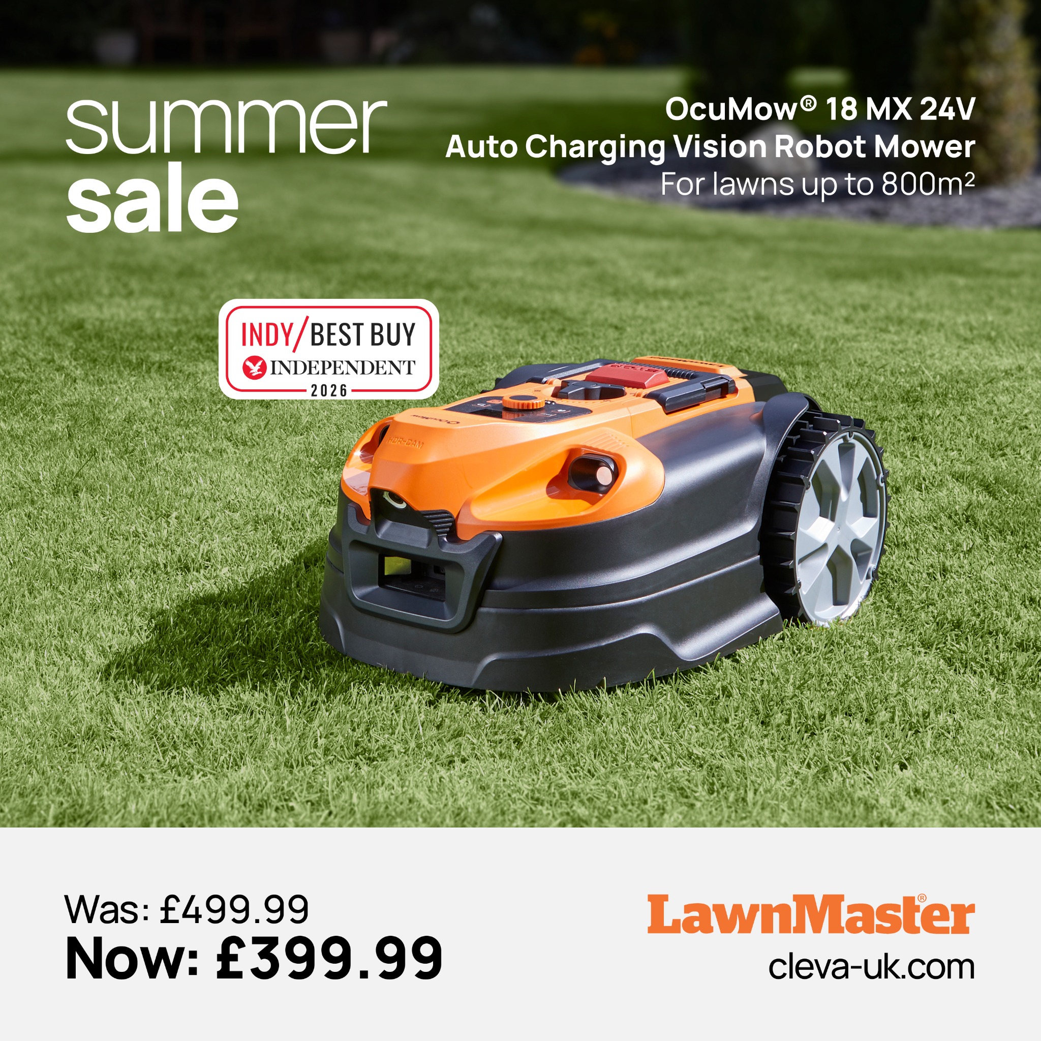 Cleva UK Facebook ad: **ON SALE** Get a freshly manicured lawn all…