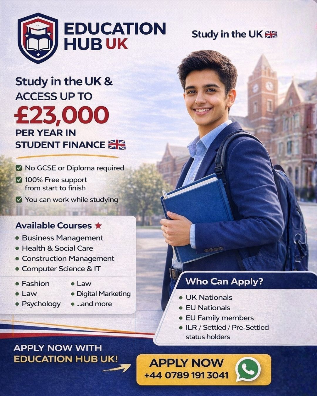 Education Hub UK Facebook ad from Mar 31, 2026