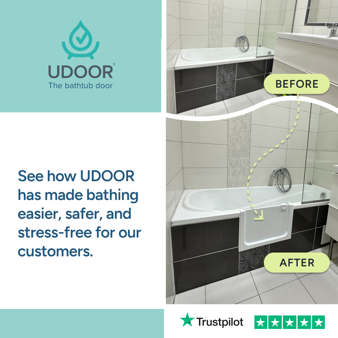 UDOOR bathtub door Facebook ad from Dec 12, 2025