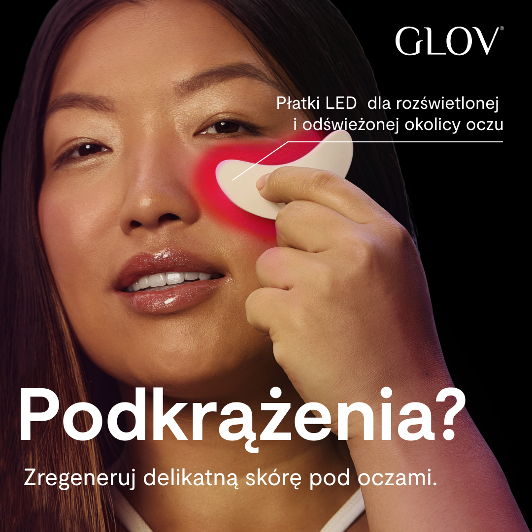 GLOV Facebook ad: Znasz ten look: mało snu, dużo ekranu, zmęczone…