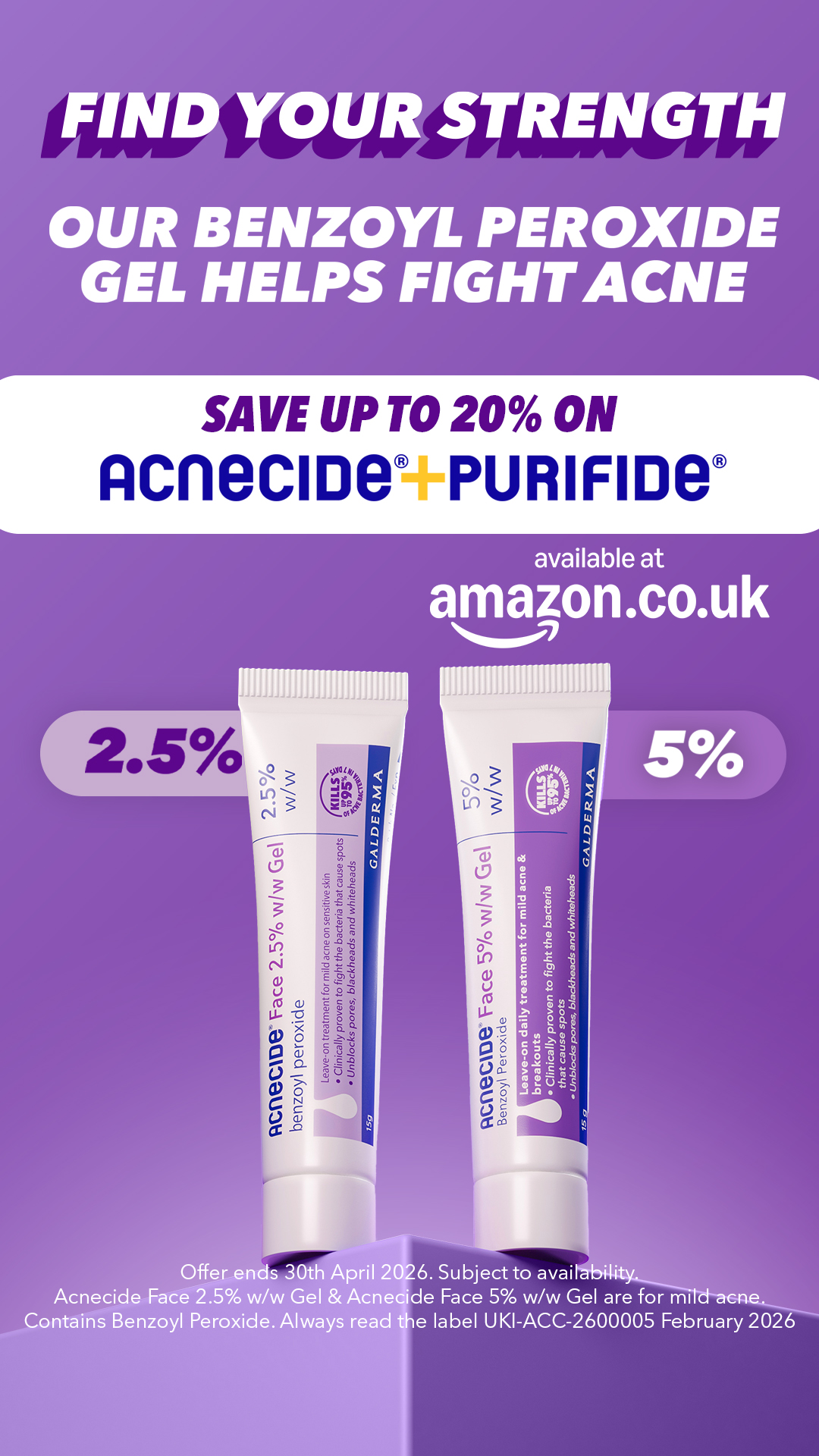 Acnecide + Purifide Skincare Facebook ad from Mar 25, 2026