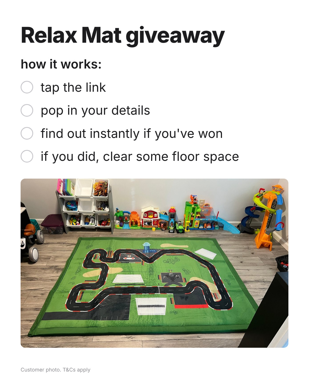 Muscle Mat Facebook ad: INSTANT WIN GIVEAWAY