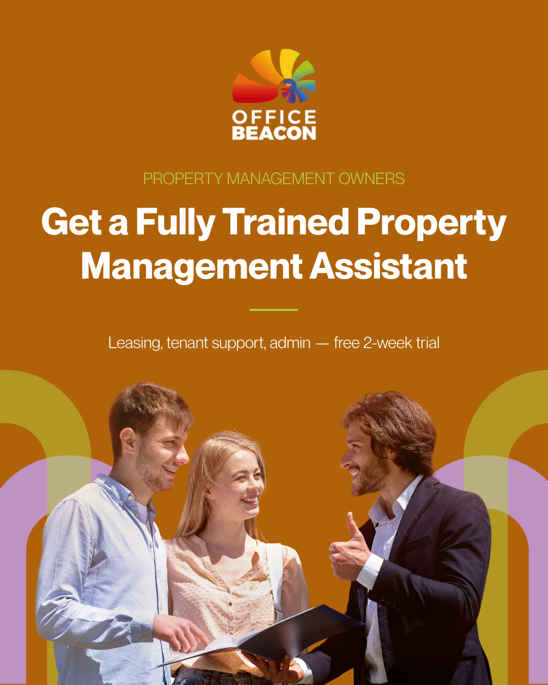 Office Beacon Facebook ad: Pre-Trained Property Management VAs
