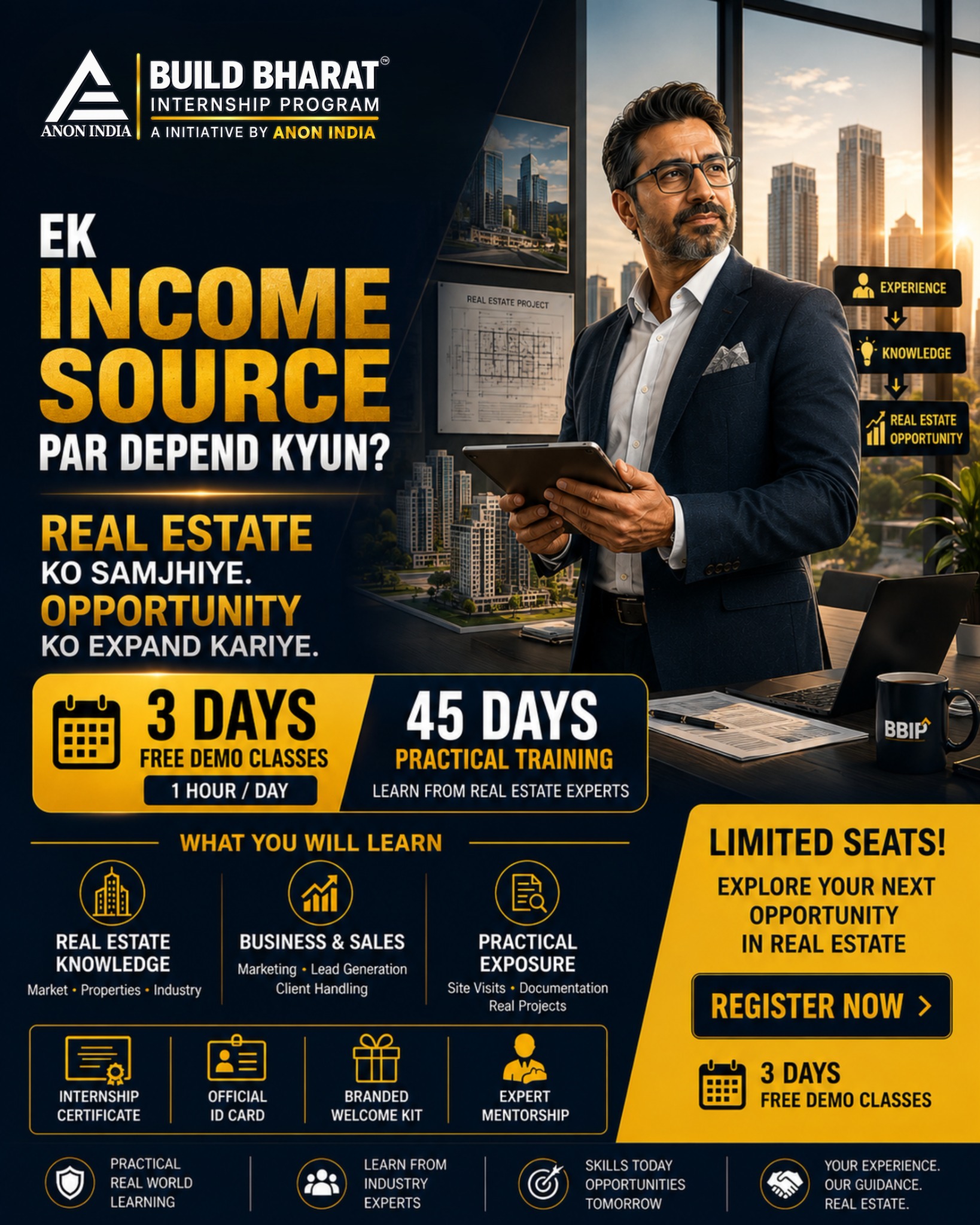Anon India Facebook ad: Build Your Next Income Opportunity in Real Estate