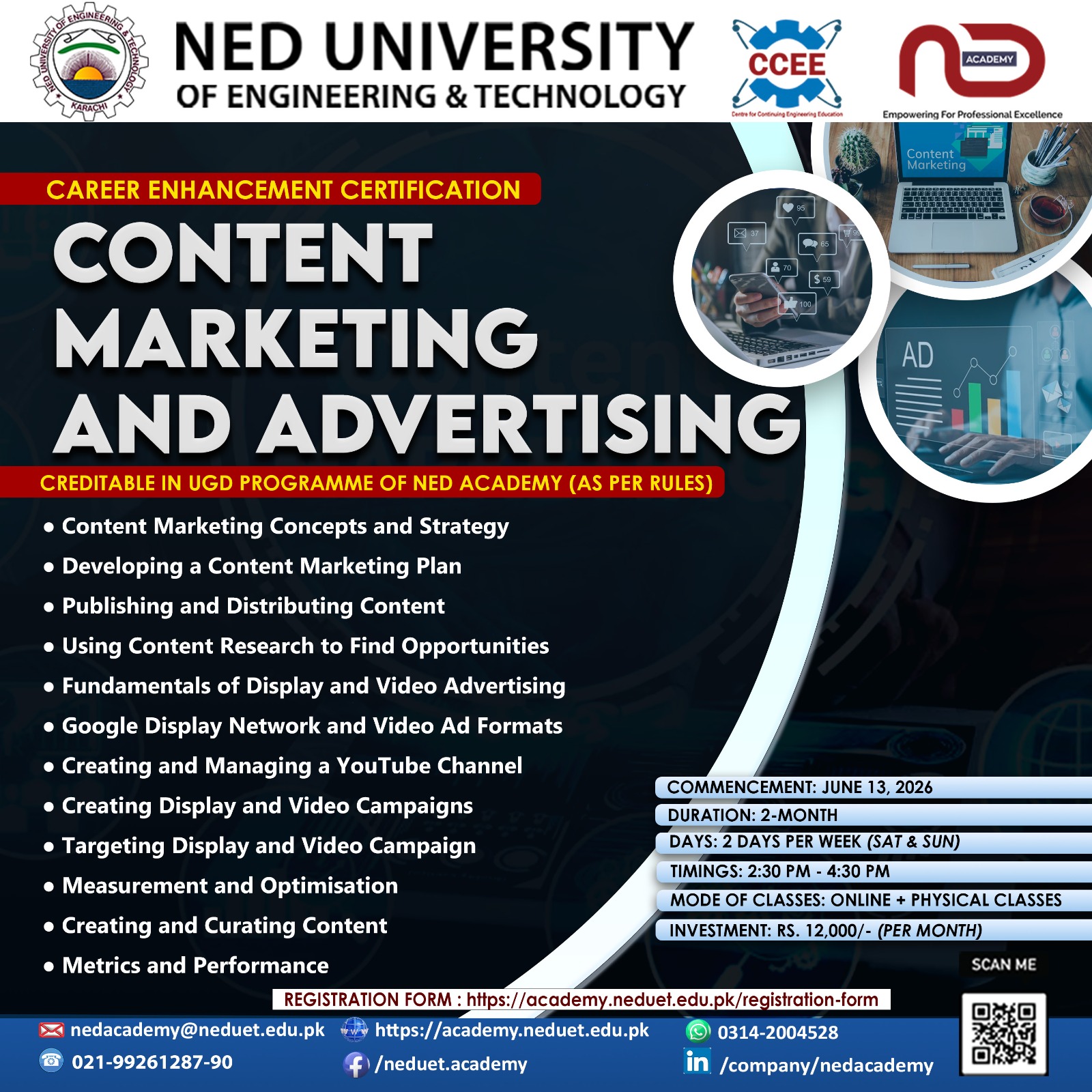 NED Academy, NED University of Engineering & Technology, Karachi Facebook ad