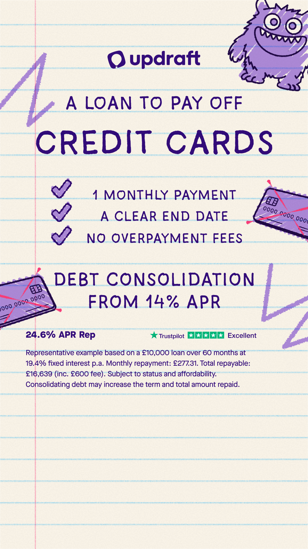Updraft Facebook ad: A personal loan to help you pay off