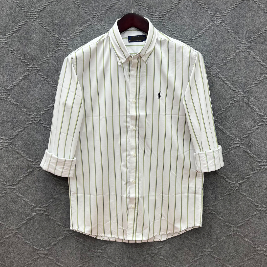 White Tailor Facebook ad: White Light green Stripe full sleeve premium cotton shirt…