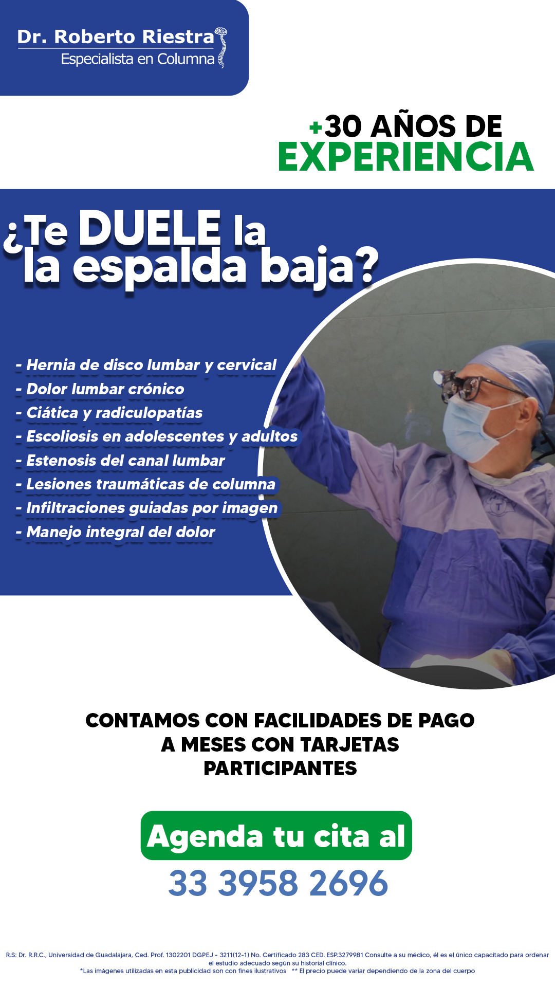 Dr. Roberto Riestra Castañeda Especialista en Columna Vertebral Facebook ad from Jun 2, 2026