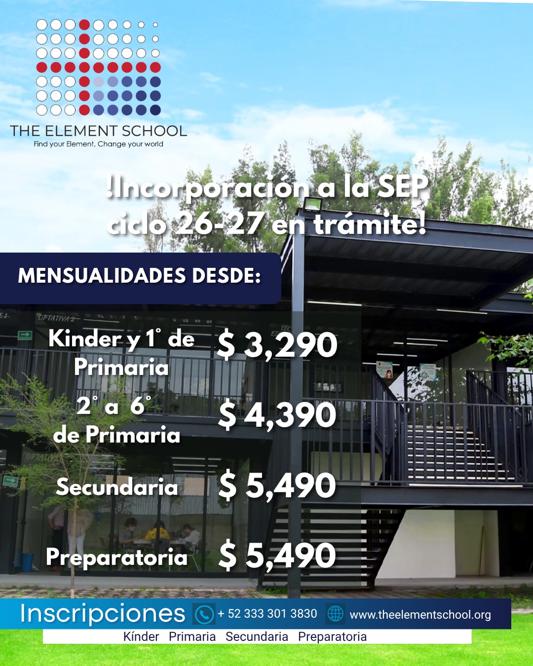 Theelementschool Facebook ad: Chatea con nosotros