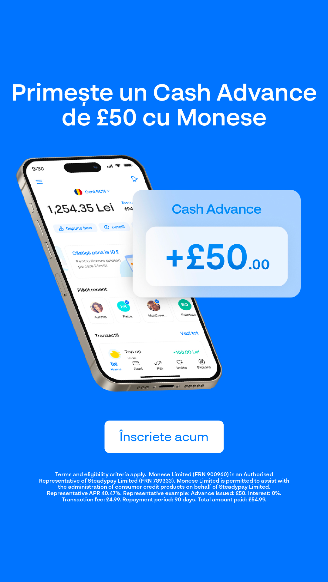 Monese Facebook ad