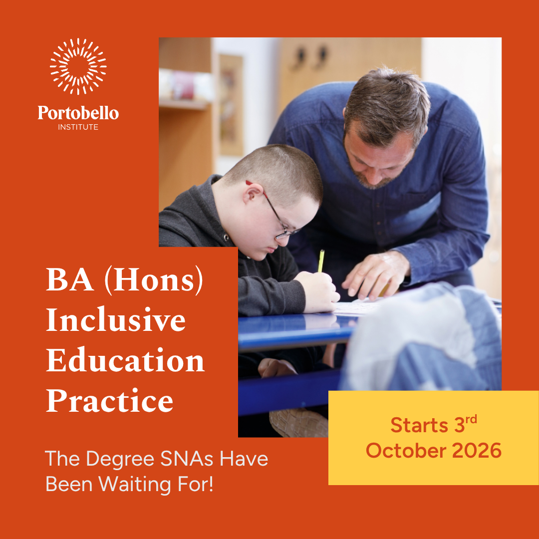 Portobello Institute Facebook ad: Gain a BA (Hons) Inclusive Education Practice degree…