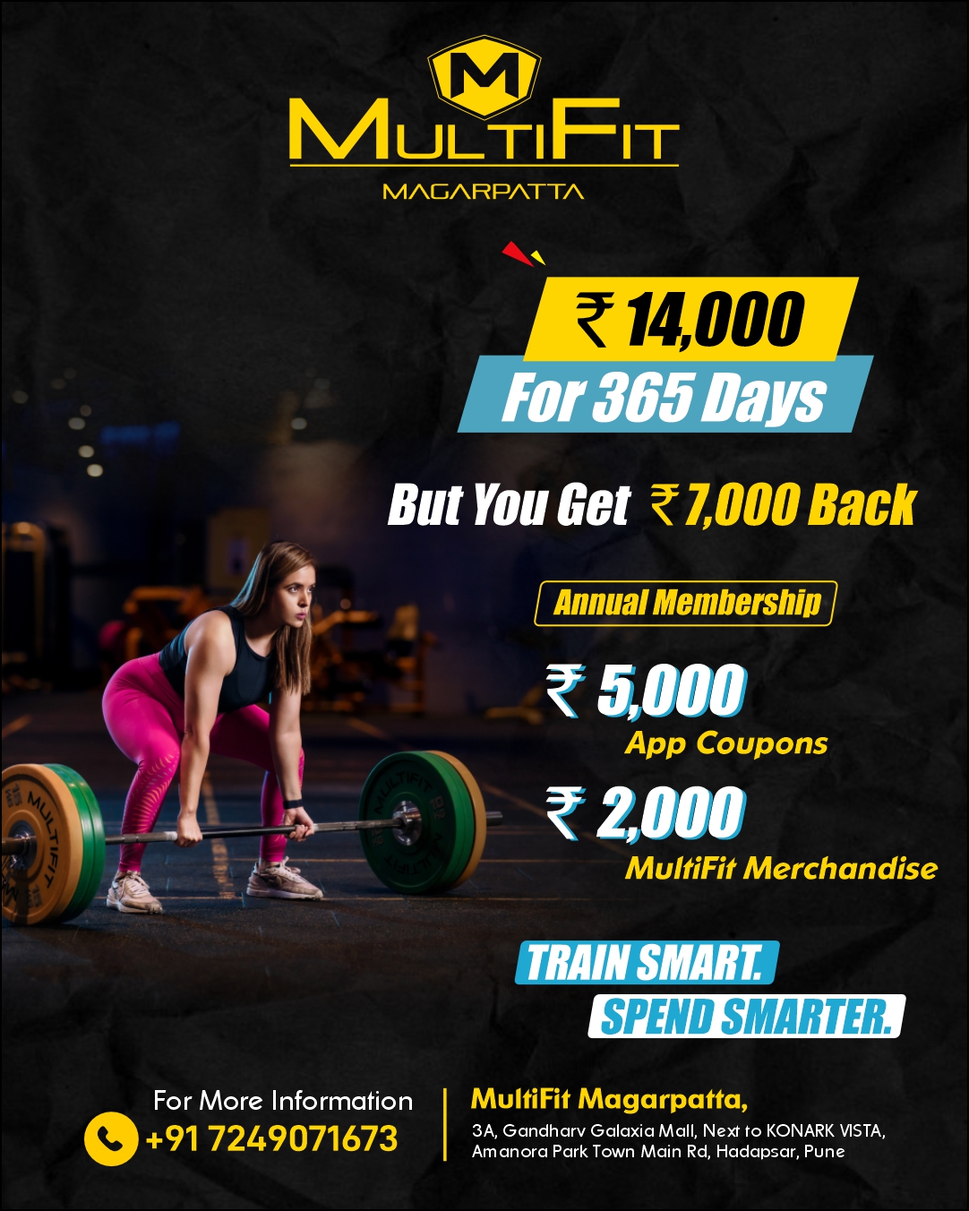 MultiFit Facebook ad: ₹14,000 for 365 Days + ₹7,000 Back!