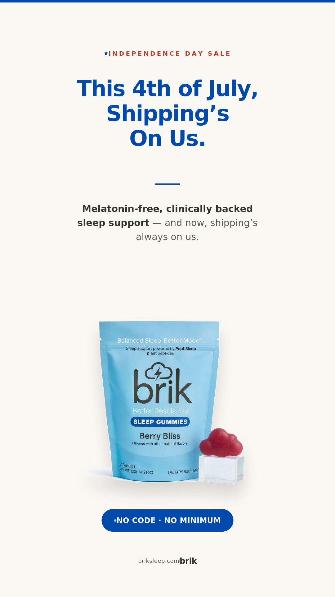 Brik Sleep Gummies Facebook ad from Jun 22, 2026