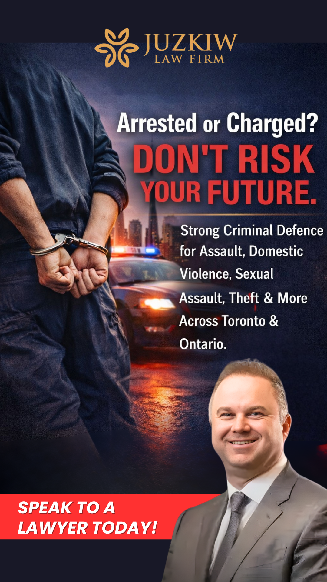 Juzkiw Law Firm Facebook ad from Mar 13, 2026
