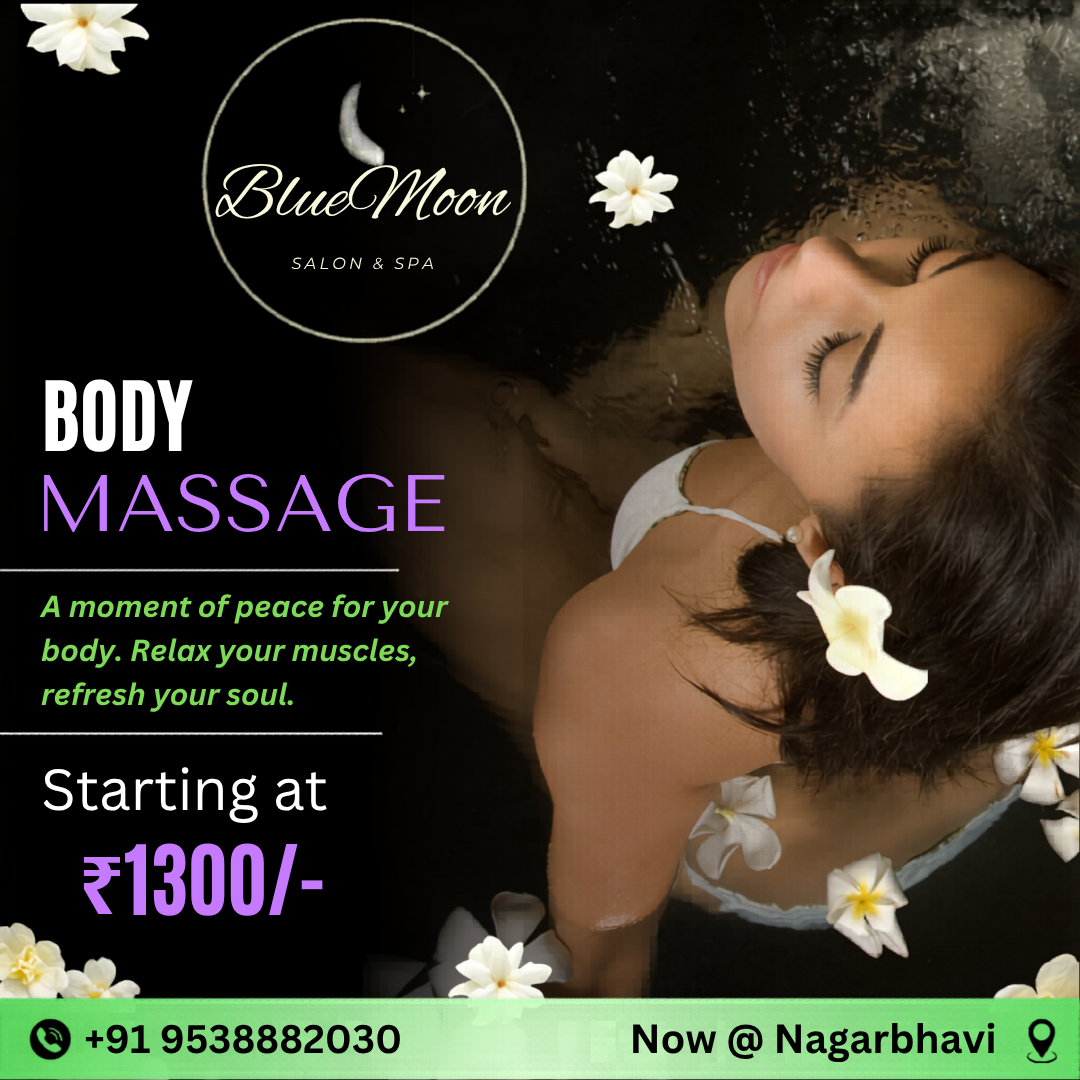 BlueMoon Salon & Spa Facebook ad: Relaxing Body Massage, ₹1300