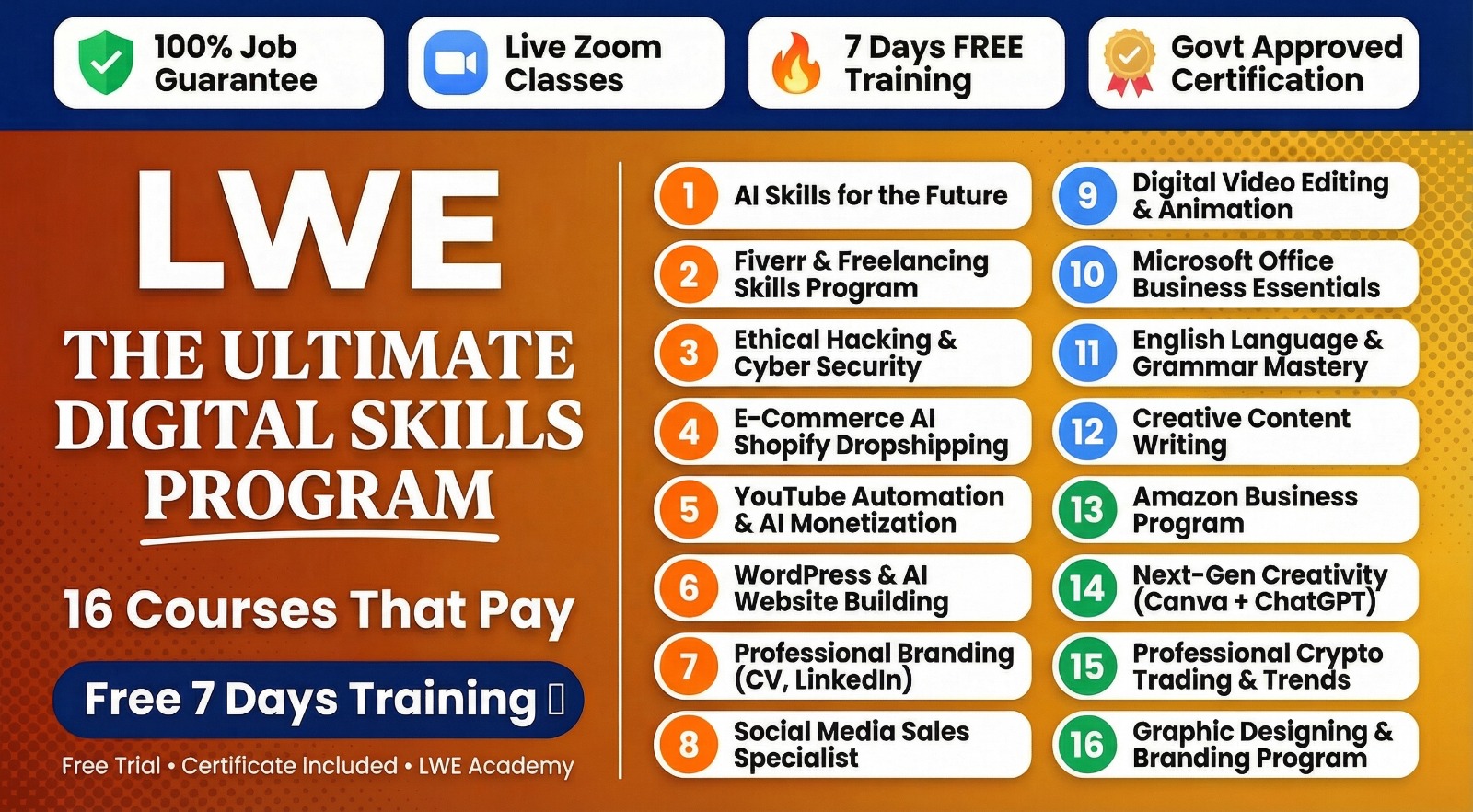 LWE Online Skills Facebook ad: join us FREE