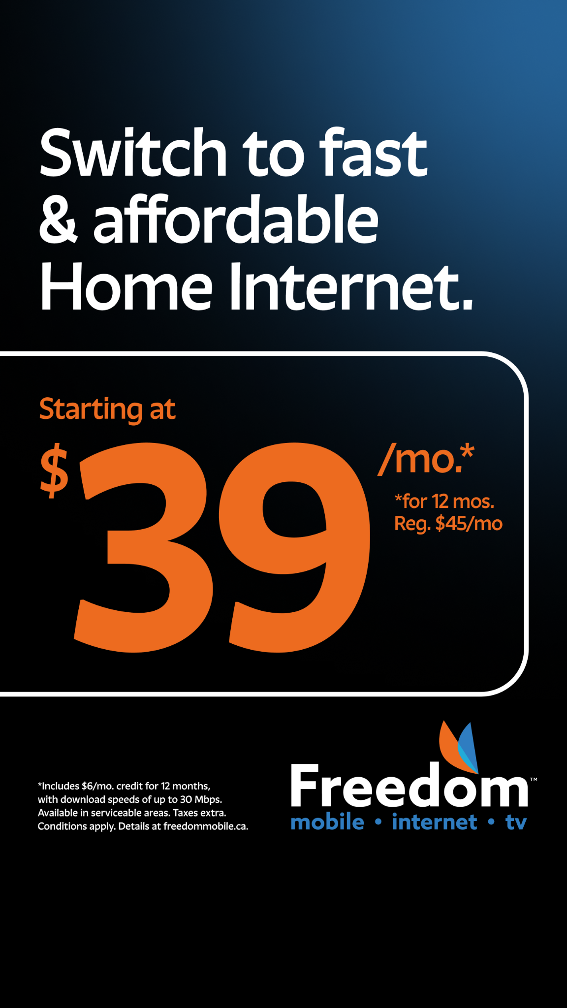 Freedom Mobile Facebook ad