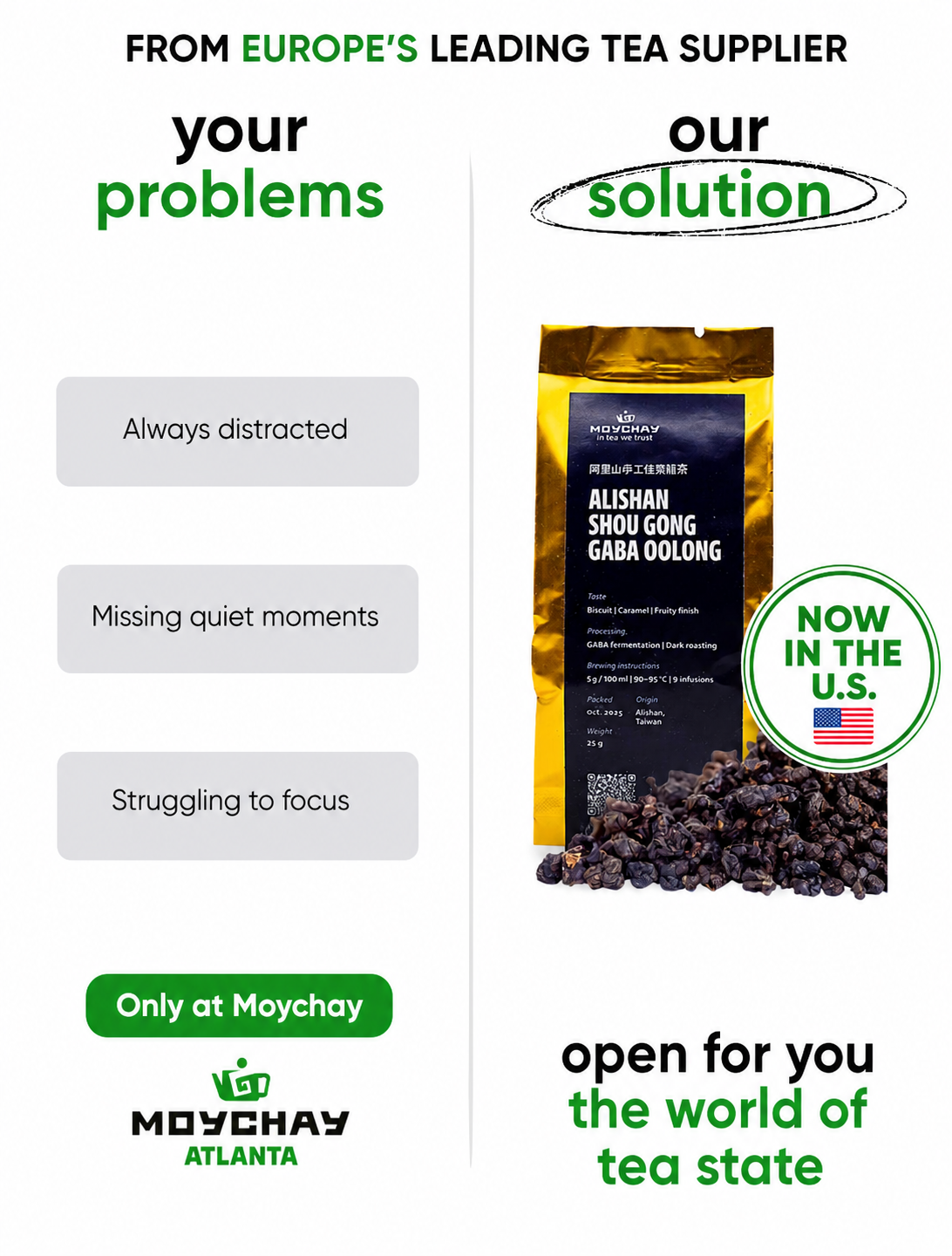 Moychay Atlanta Facebook ad: Gaba oolong from Alishan Shou Gong (hand picking)