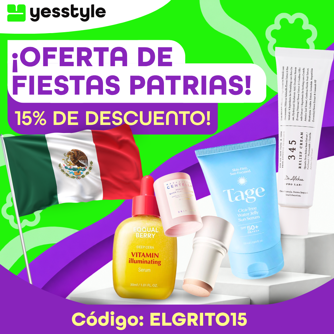 YesStyle Spain Facebook ad: ¡Celebra las Fiestas Patrias con tus favoritos de K-Beauty!