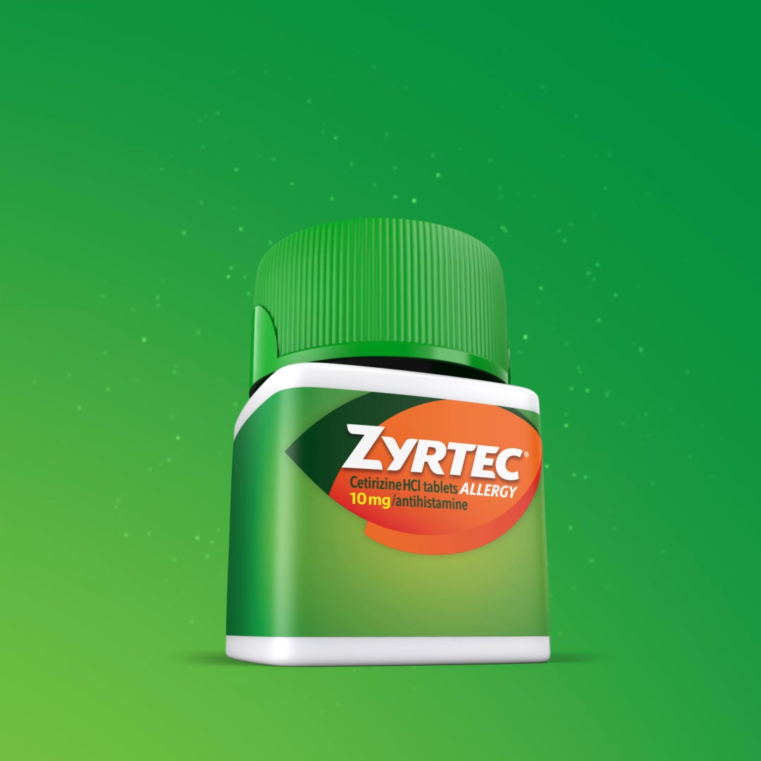 ZYRTEC Facebook ad: 24-hr allergy relief starting at hour 1