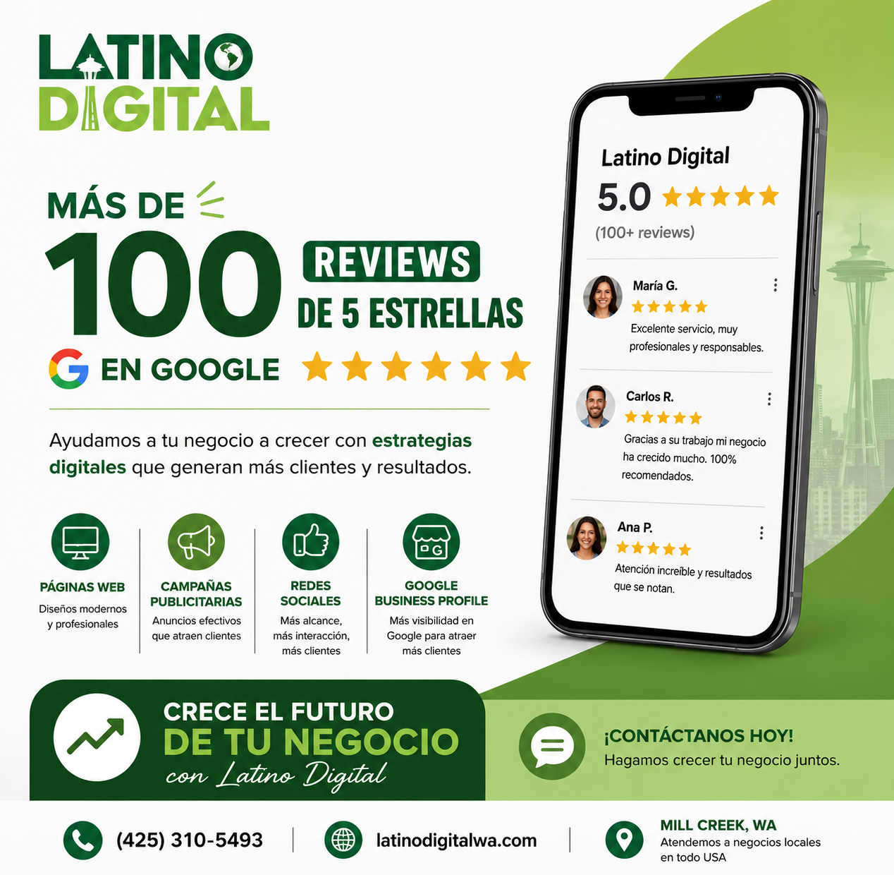 Latino Digital Facebook ad: Crece tu Negocio Ya