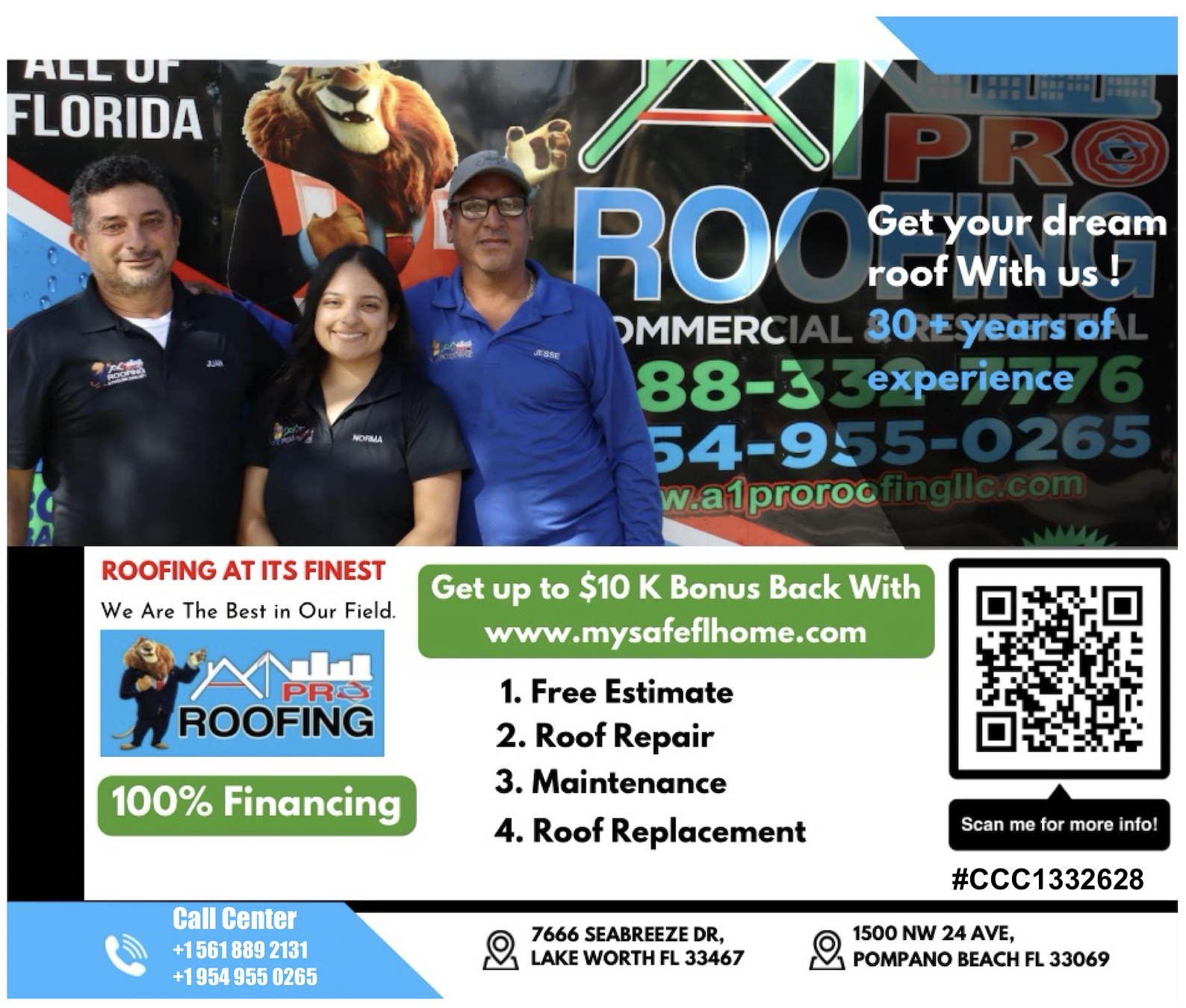 A1 Pro Roofing, LLC Facebook ad: We are a family owned and operated business…
