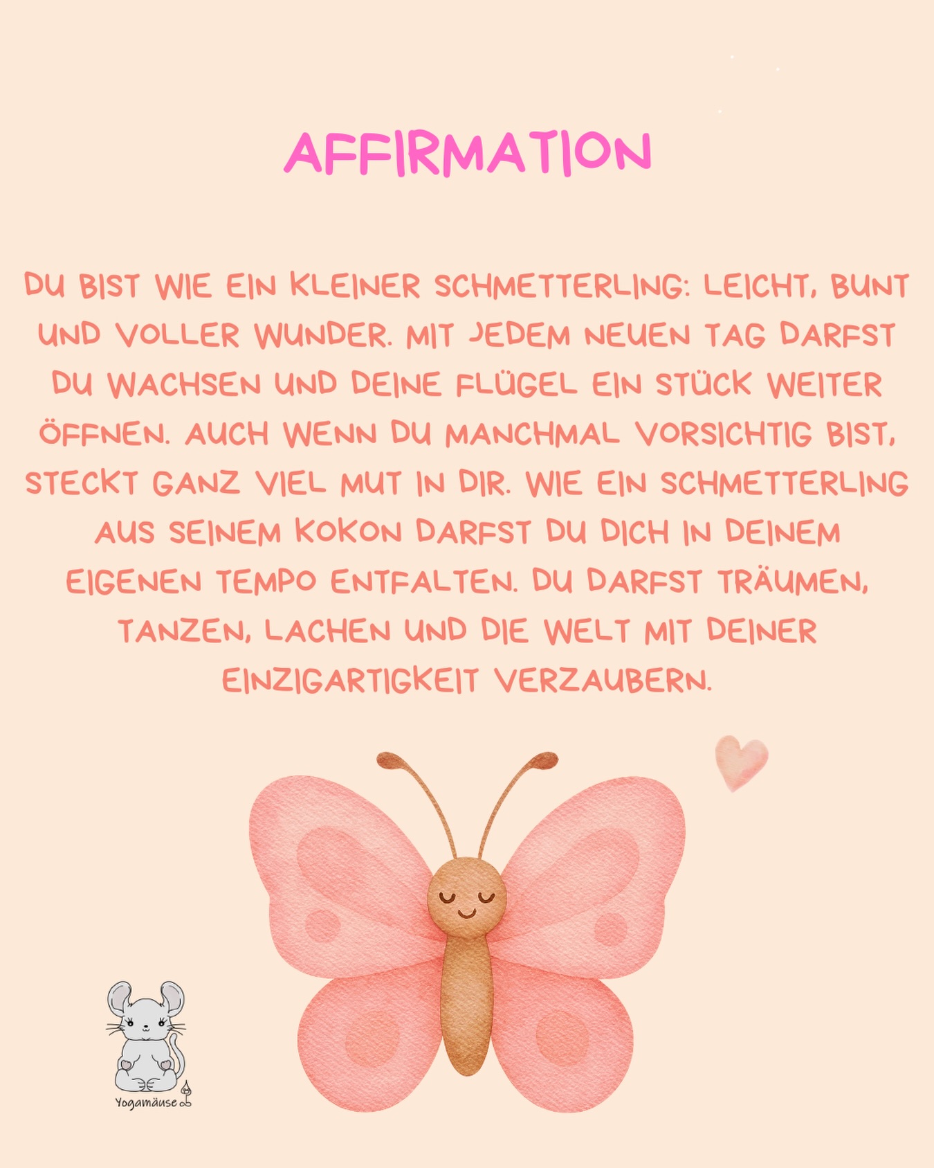 Yogamäuse Facebook ad: Auch die kleinste Raupe trägt bereits die Magie…
