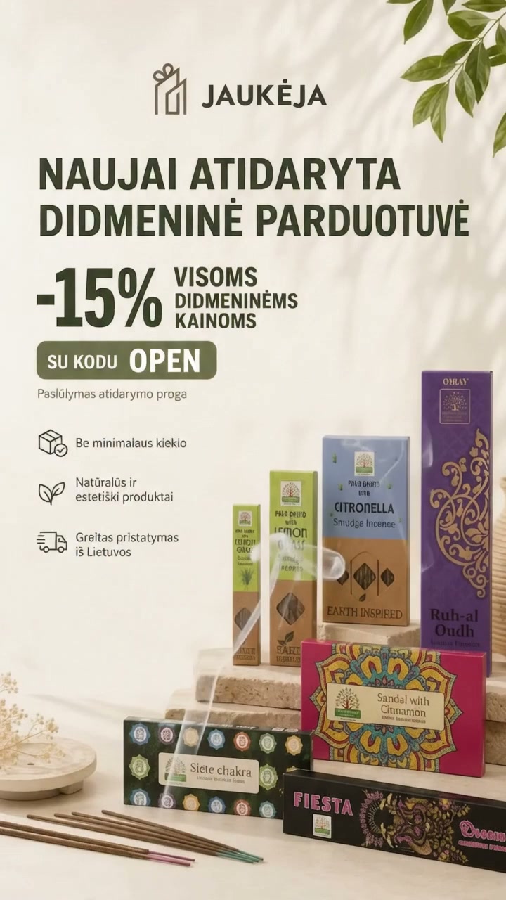 Jaukeja.lt Facebook ad: Naujai atidaryta didmeninė smilkalų parduotuvė