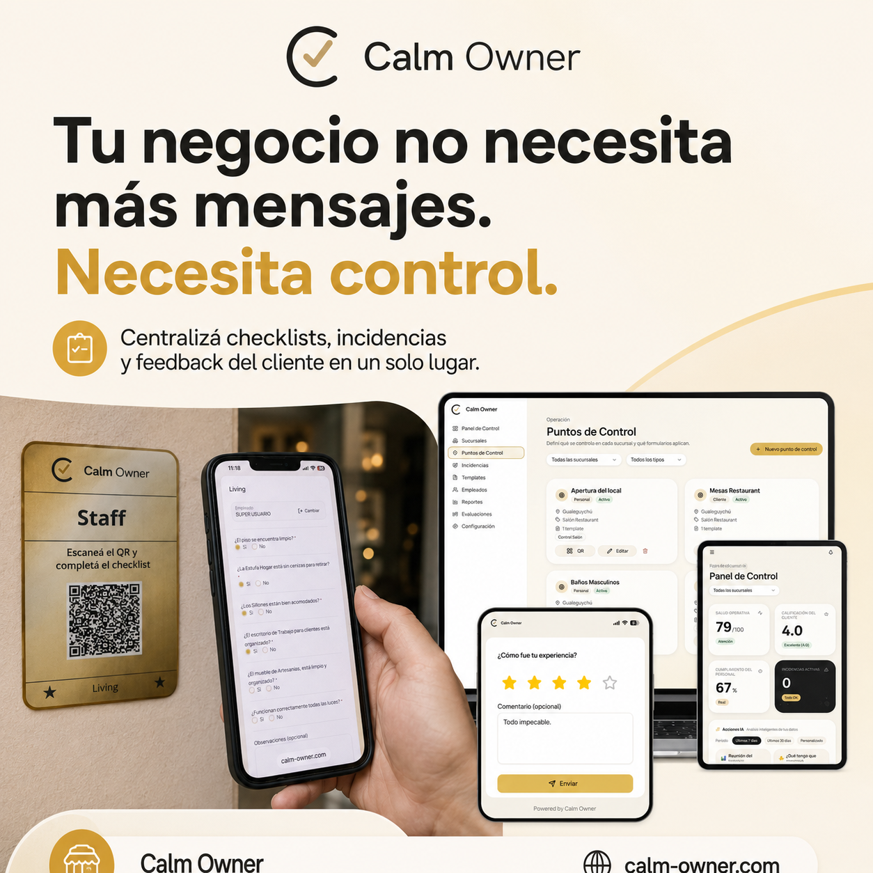 Calm Owner Facebook ad: ¿Todavía controlás tu negocio por WhatsApp?
