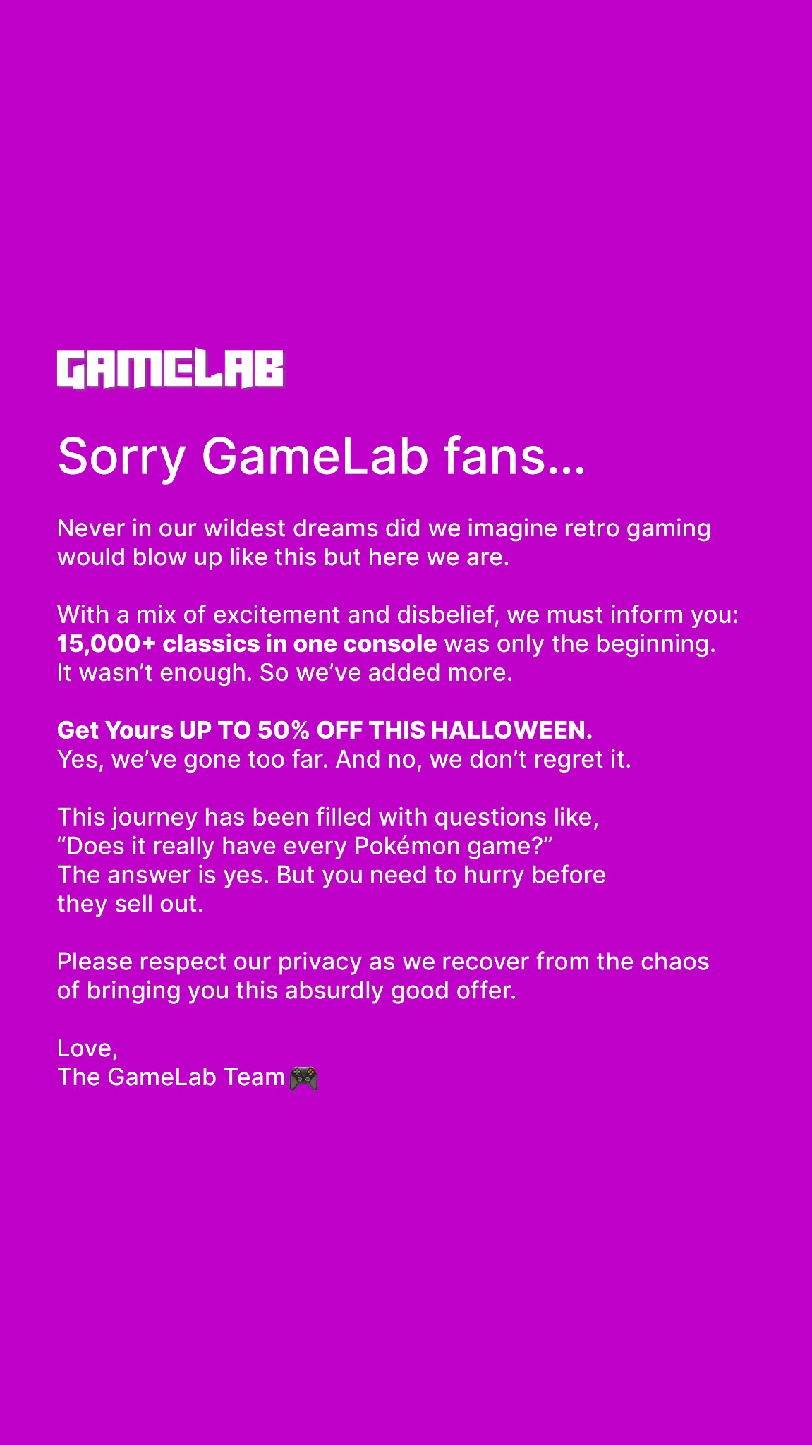 Game Lab Facebook ad