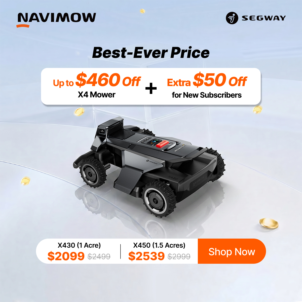 Segway Navimow Facebook ad: Our best-ever prices on X4 Series & i2…