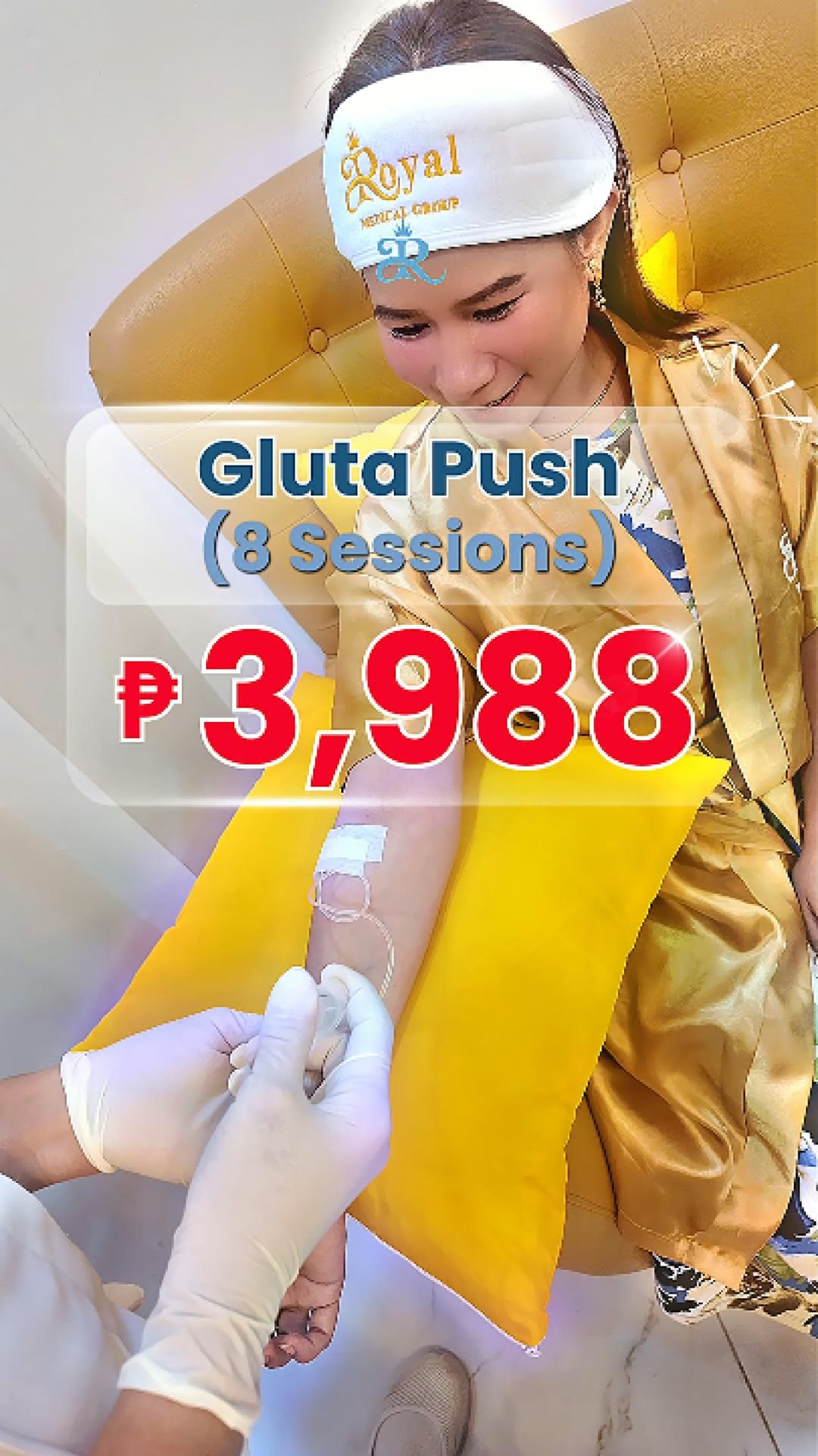 Royal Aesthetics Philippines Facebook ad: 8 Session of Gluta Push For Only 3988!