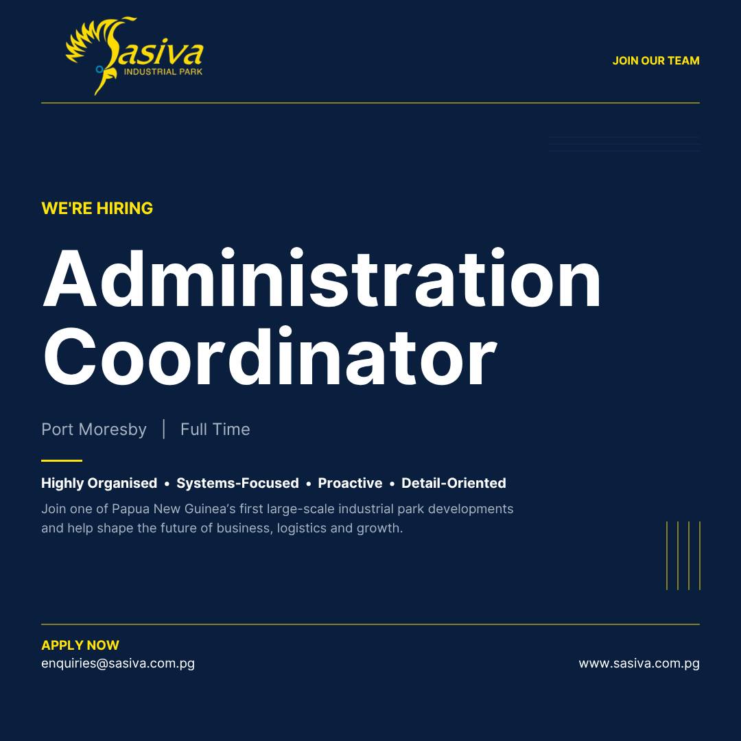 Sasiva Industrial Park Facebook ad: WE'RE HIRING | Administration Coordinator