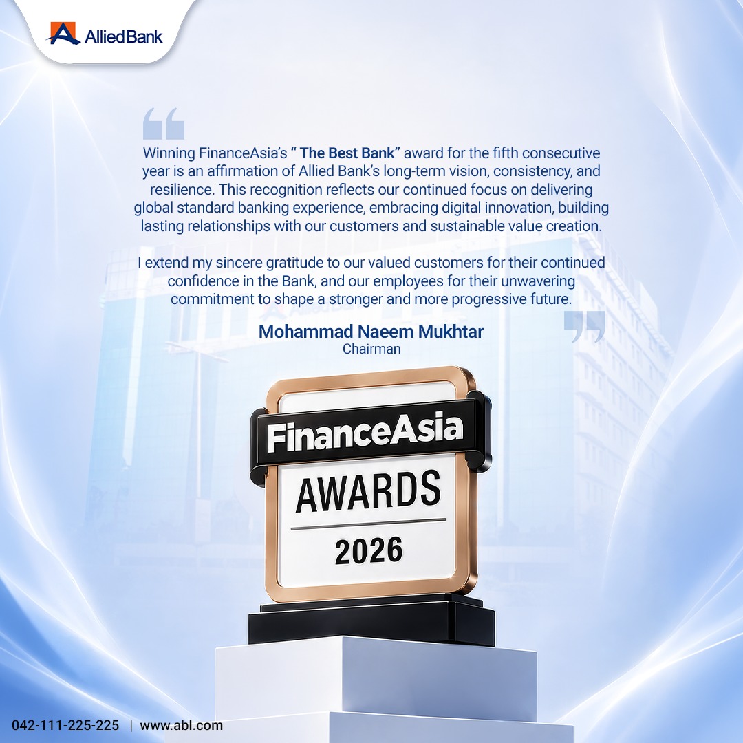 Allied Bank Limited Facebook ad: Winning FinanceAsia’s The Best Bank award for the…