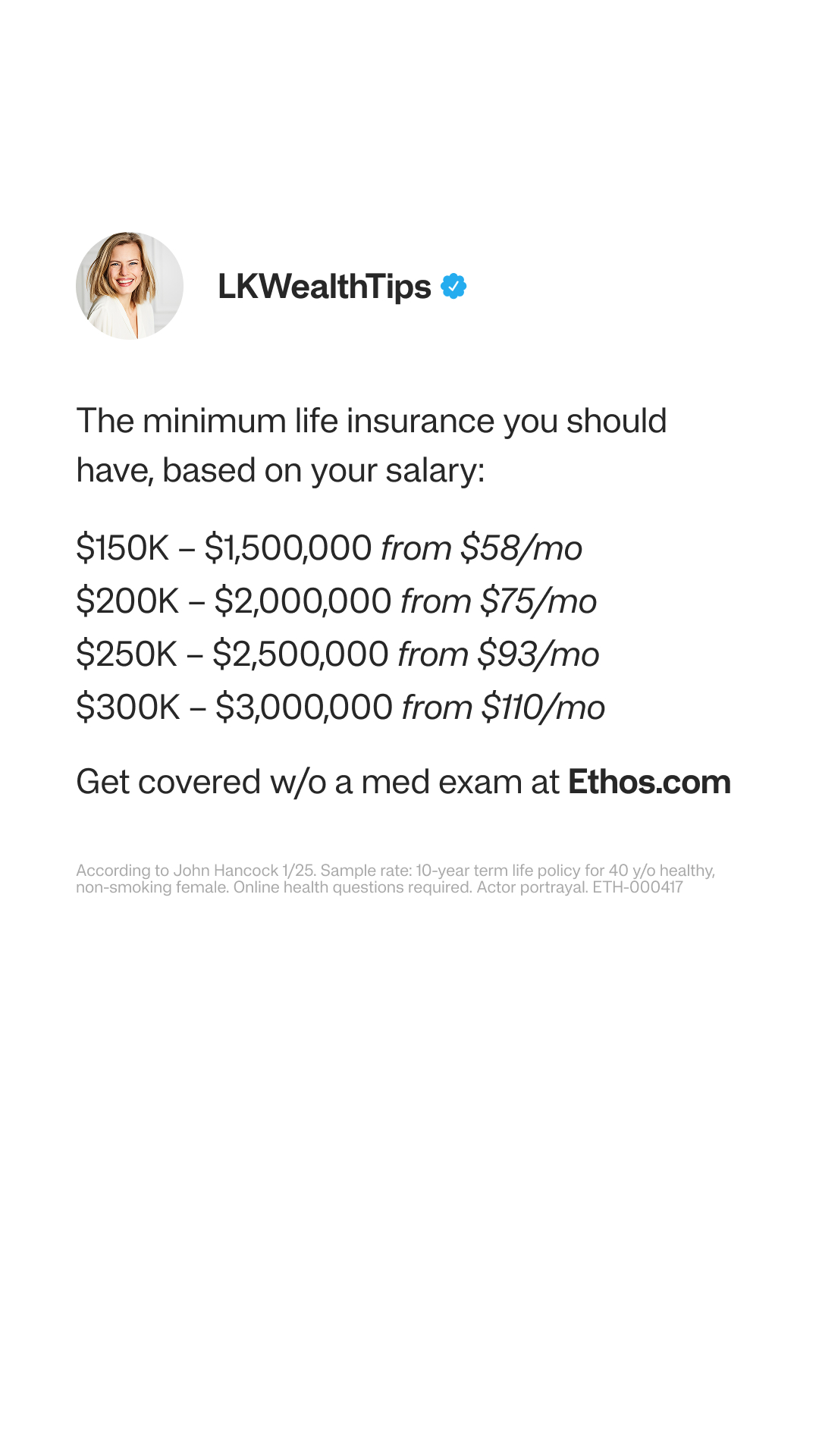 Ethos Facebook ad